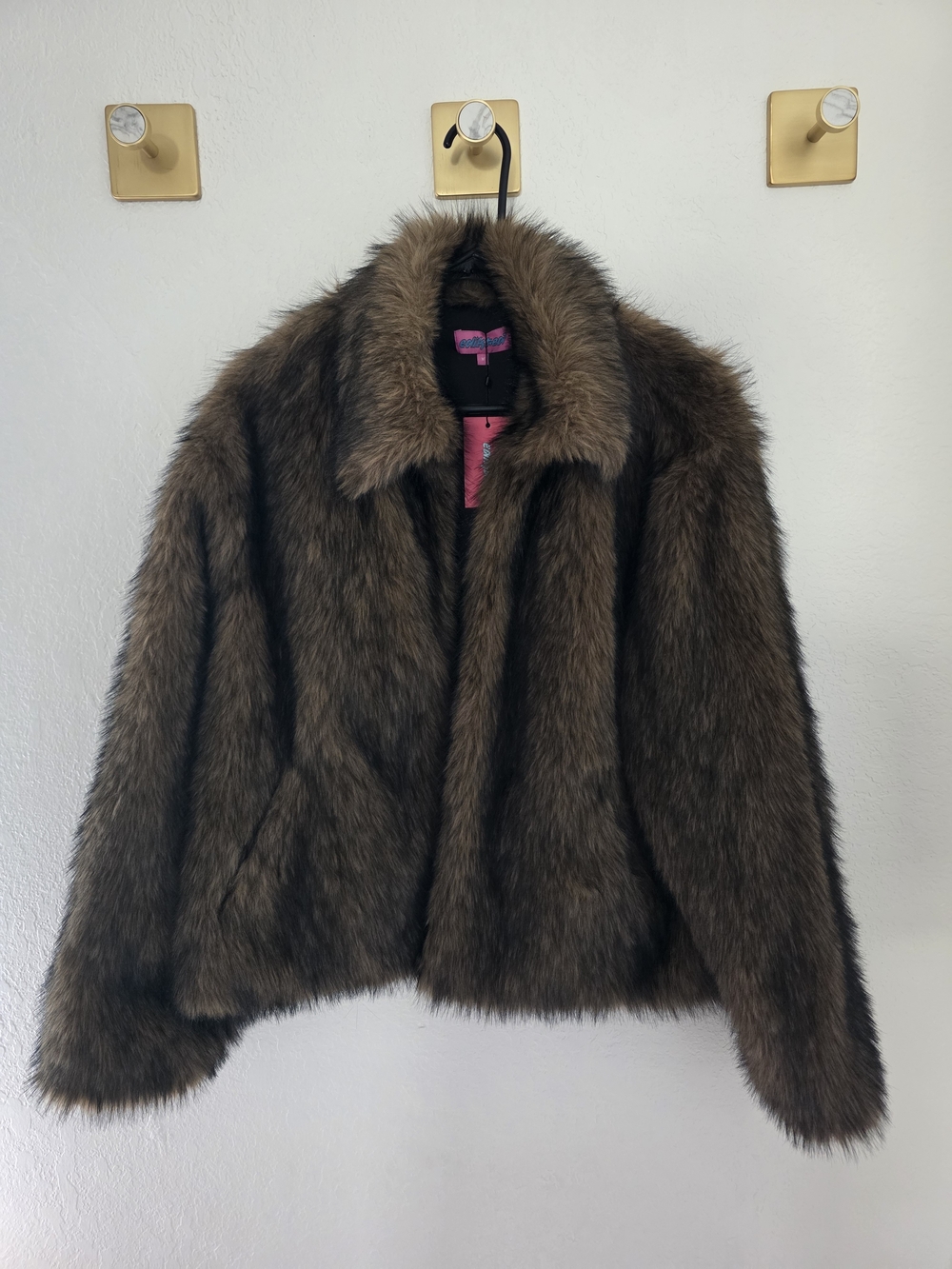 Faux Fur Brown Women's Jacket - Luxurious Coat